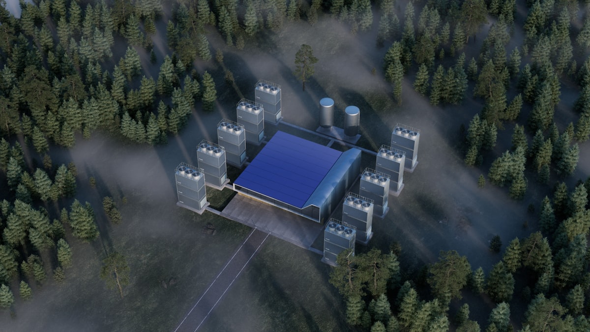 Industrial collector units at a carbon capture plant