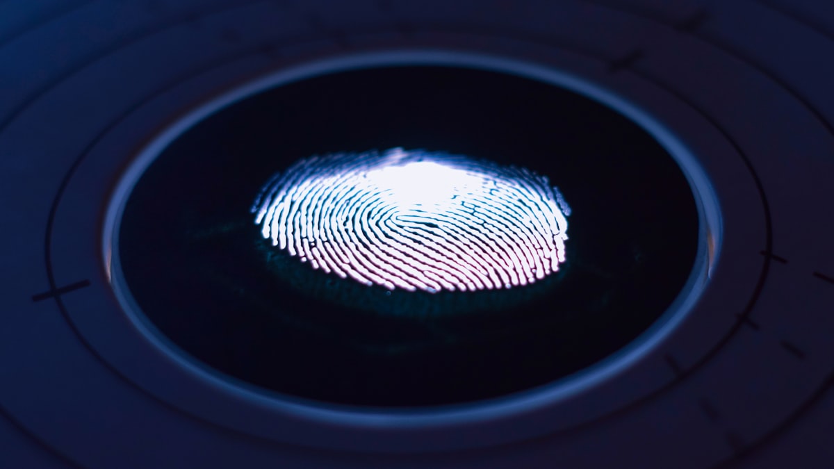 A biometric fingerprint sensor used to authenticate a login
