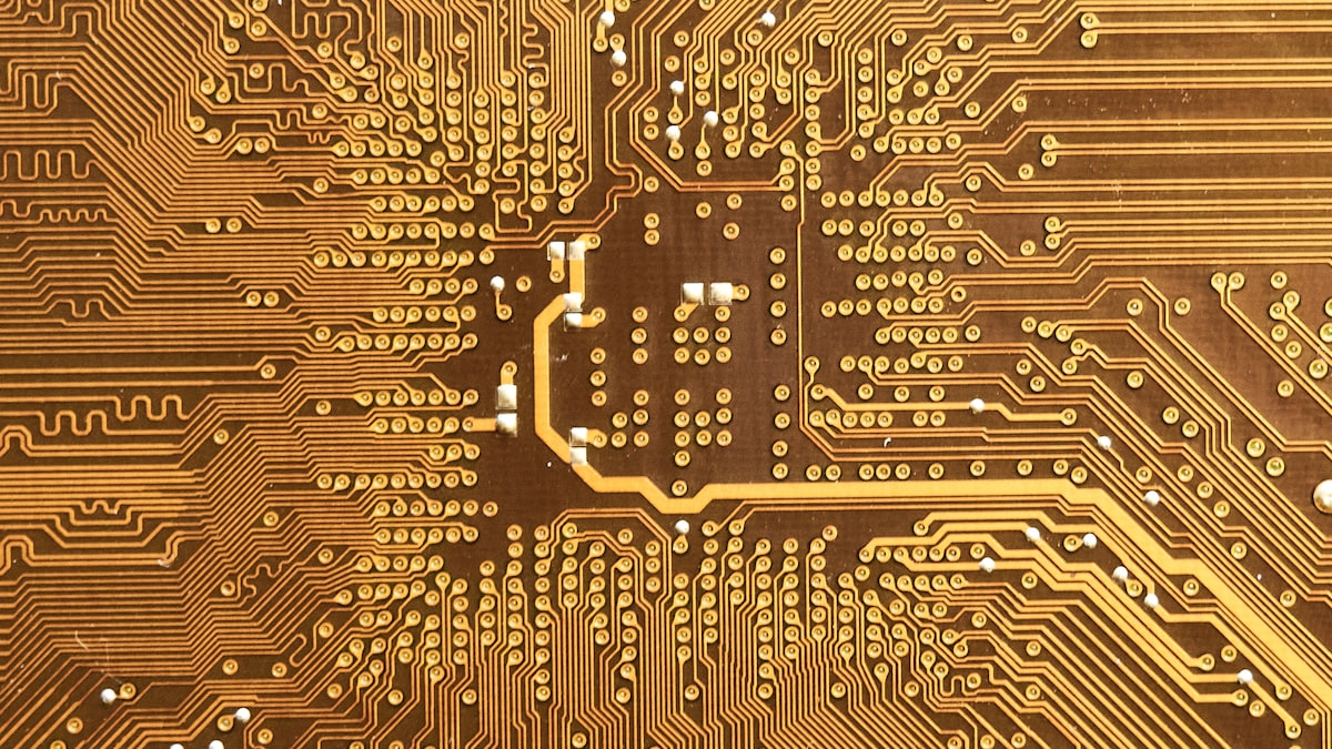 Close-up of a mobile processor chip on a circuit board